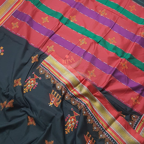 Kasuti embroidered Cotton blended traditional ilkal saree