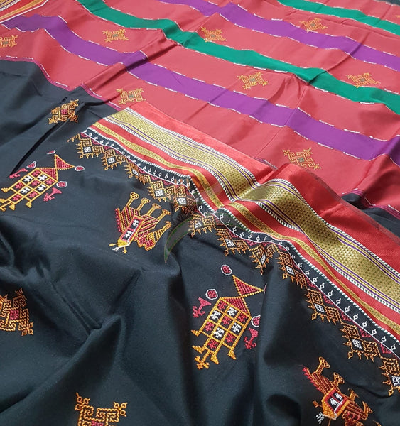 Kasuti embroidered Cotton blended traditional ilkal saree