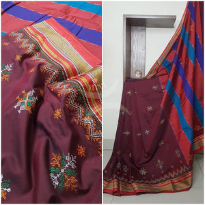 Kasuti embroidered Cotton blended traditional ilkal saree