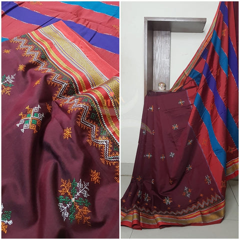 Kasuti embroidered Cotton blended traditional ilkal saree