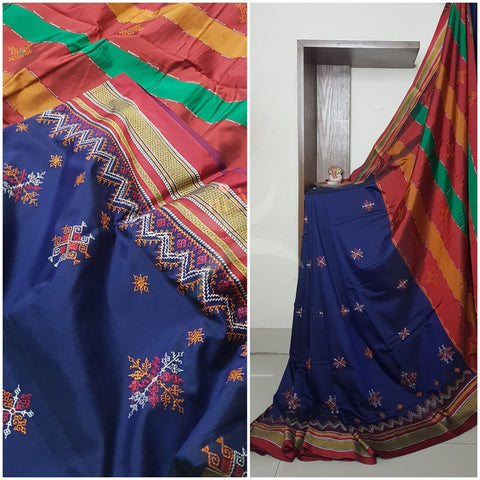 Kasuti embroidered Cotton blended traditional ilkal saree