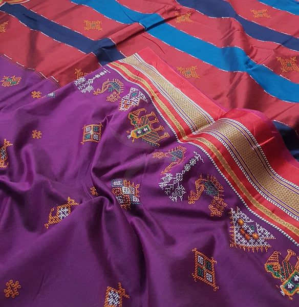 Kasuti embroidered Cotton blended traditional ilkal saree