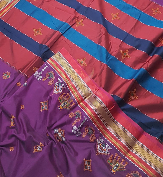 Kasuti embroidered Cotton blended traditional ilkal saree