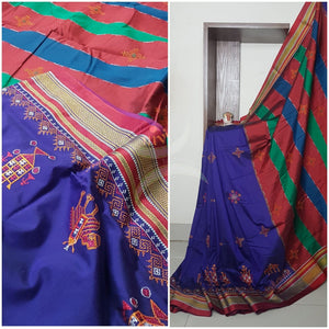 Kasuti embroidered Cotton blended traditional ilkal saree