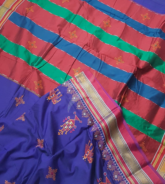 Kasuti embroidered Cotton blended traditional ilkal saree