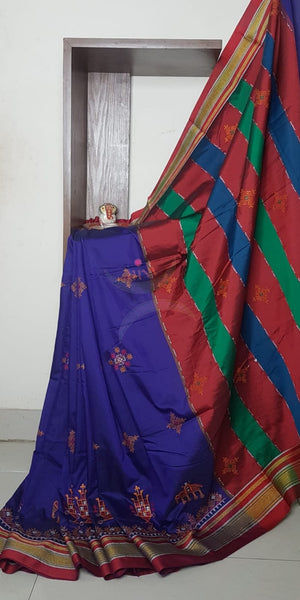 Kasuti embroidered Cotton blended traditional ilkal saree