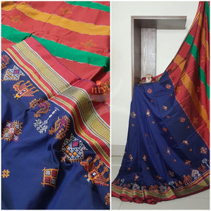 Kasuti embroidered Cotton blended traditional ilkal saree