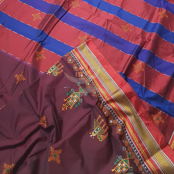 Kasuti embroidered Cotton blended traditional ilkal saree