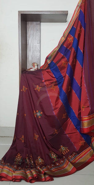 Kasuti embroidered Cotton blended traditional ilkal saree