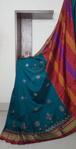 Kasuti embroidered Cotton blended traditional ilkal saree