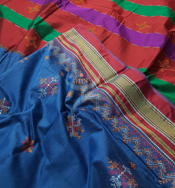 Kasuti embroidered Cotton blended traditional ilkal saree