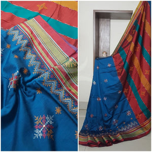 Kasuti embroidered Cotton blended traditional ilkal saree