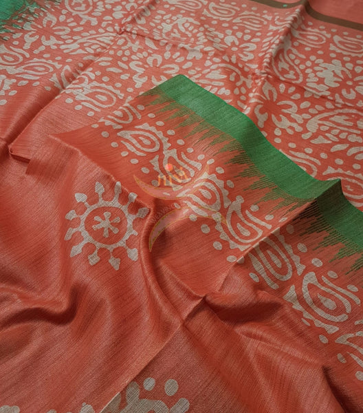 Silk blend dupatta with traditional batik print.