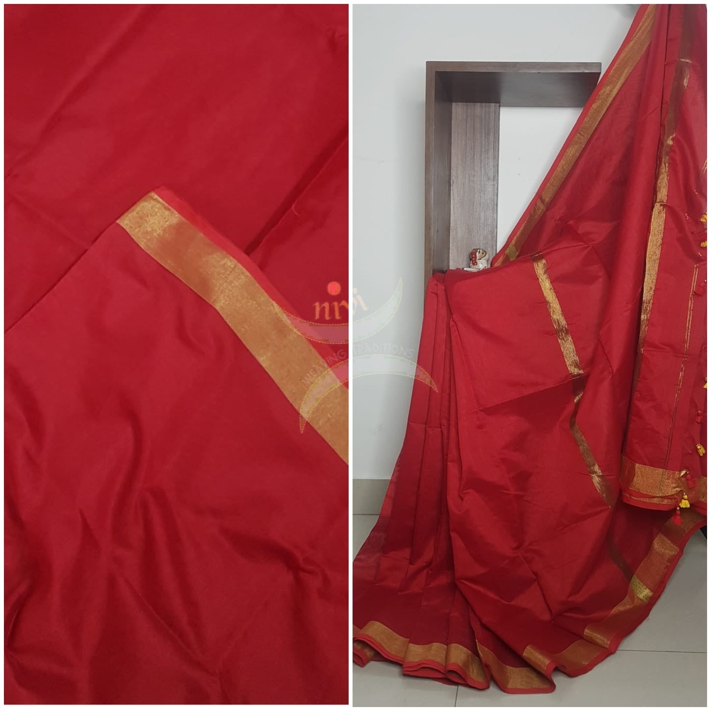 Handloom cotton blend saree