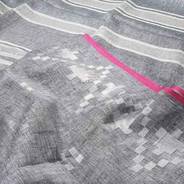 60's count handloom linen saree