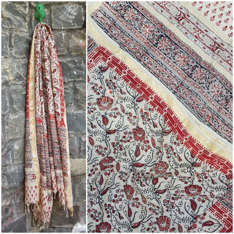 Handloom chennur silk kalamkari dupatta with zari border