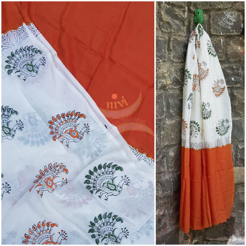 Handloom chennur silk kalamkari dupatta