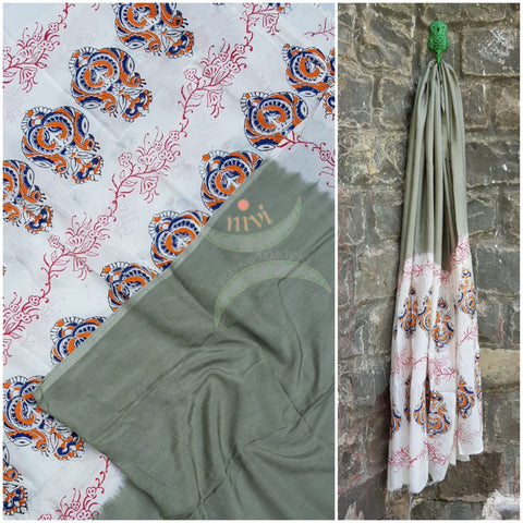 Handloom chennur silk kalamkari dupatta