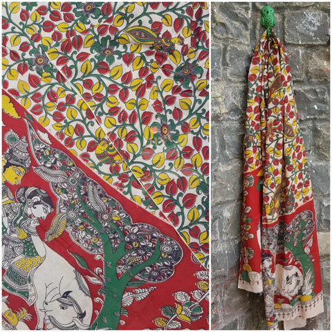 Handloom kalamkari cotton dupatta