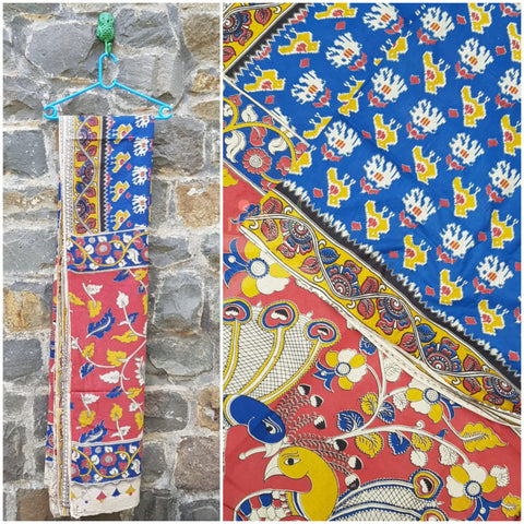 Handloom cotton kalamkari saree with blouse piece
