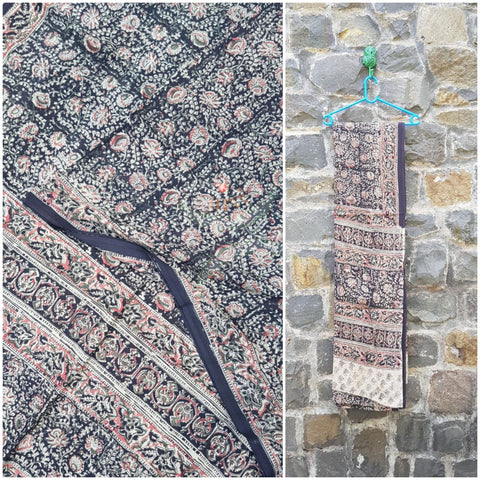 Handloom cotton kalamkari saree with blouse piece