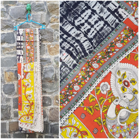 Handloom cotton kalamkari saree with blouse piece