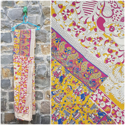 Handloom cotton kalamkari saree with blouse piece