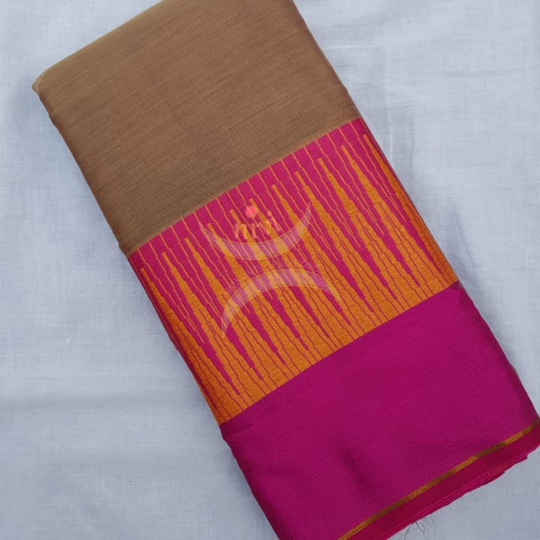 Mehendi green with pink combination mercerised south cotton saree.