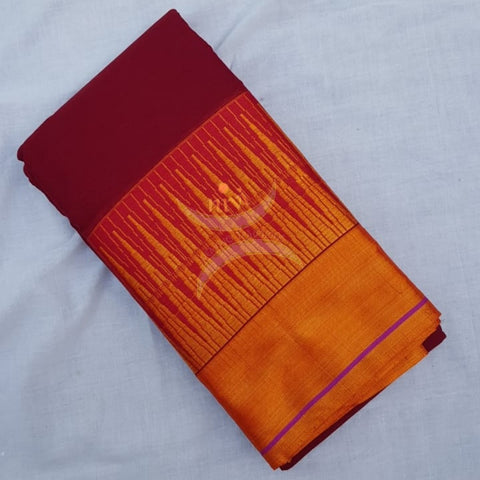 Maroon with mustard yellow combination mercerised south cotton saree.