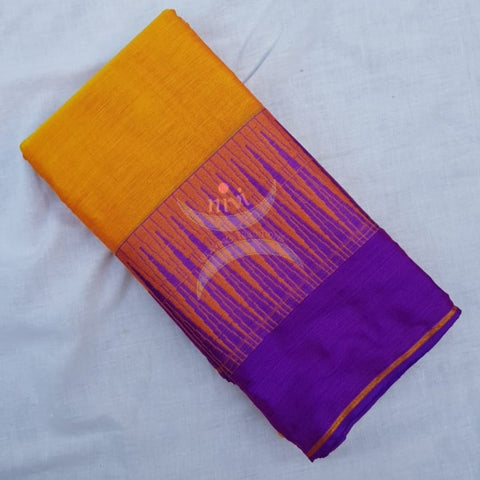 Yellow with purple combination mercerised south cotton saree.