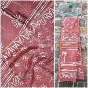Handloom chanderi bagru hand printed saree