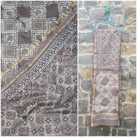 Handloom chanderi bagru hand printed saree