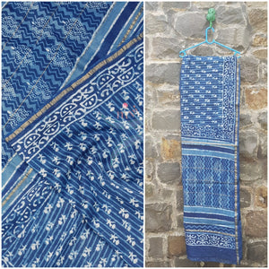 Handloom chanderi bagru hand printed saree