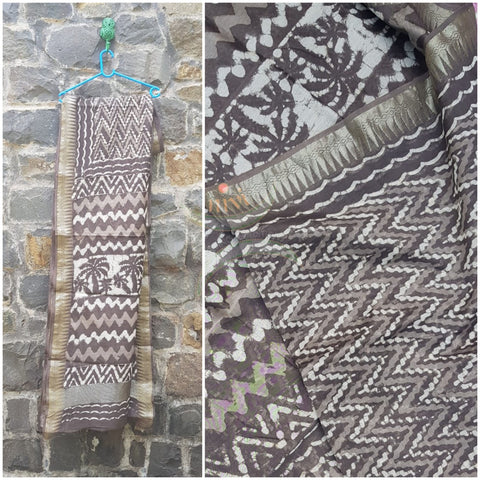 Handloom maheshwari bagru hand printed saree