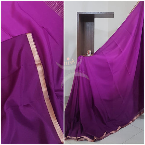 50 gms purple two tone pure Silk Crepe  with blouse piece.