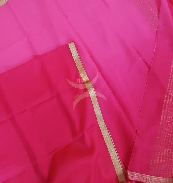 50 gms pink two tone pure Silk Crepe with blouse in darker tone.