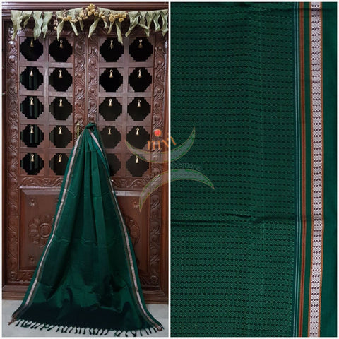Green Khun/Khana Dupatta with self green border.