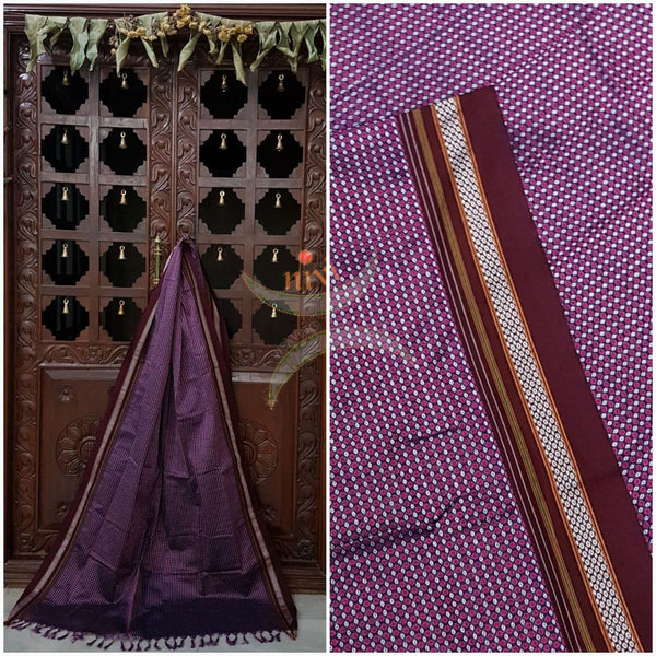 Purple Khun/Khana Dupatta with contrasting maroon border.