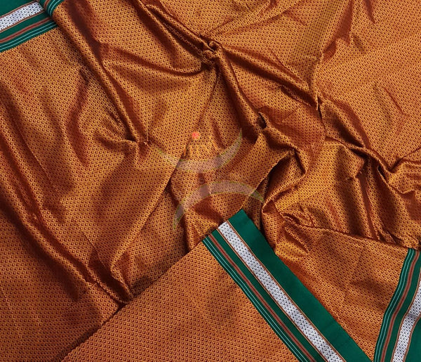 Orange Khun/Khana Dupatta with contrasting green border.