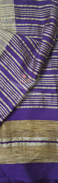 Purple bagalpuri tussar with geecha pallu
