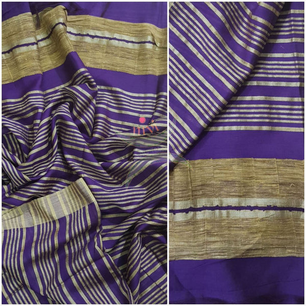 Purple bagalpuri tussar with geecha pallu