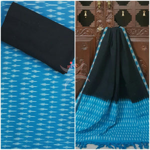 Black blue pochampalli ikat Handloom Cotton dress material