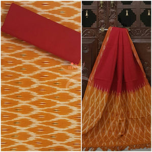 Red mustard pochampalli ikat Handloom Cotton dress material