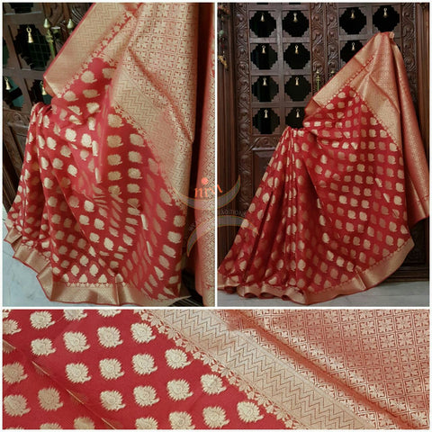 Maroon sico Benaras Brocade