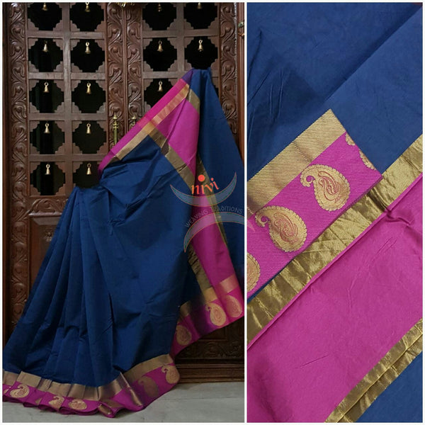 Art silk Woven saree with Paisley motif.