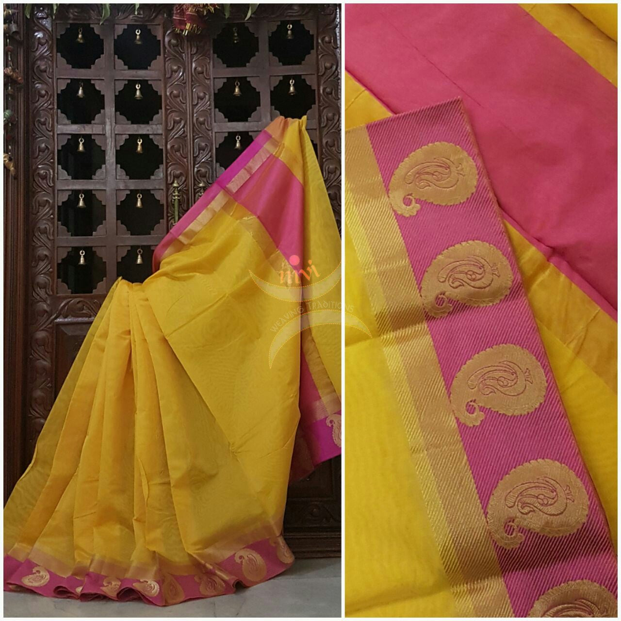 Art silk woven saree with Paisley motif
