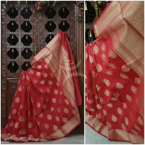 Red cotton Benaras Brocade