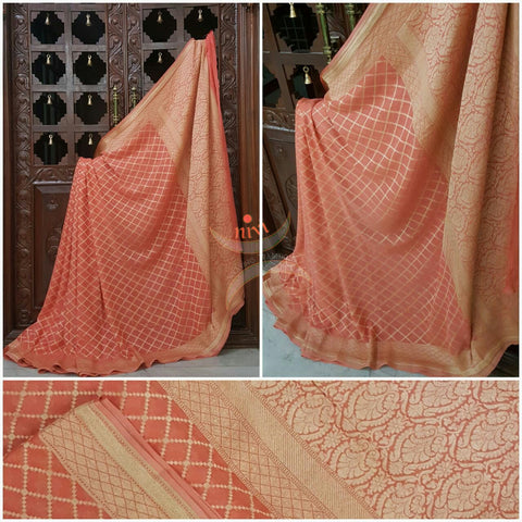 90 gram pure silk Benaras Brocade Georgette