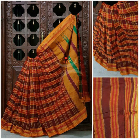 Panchrangi ilkal with traditional topu teni pallu