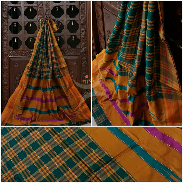 Panchrangi ilkal with traditional topu teni pallu